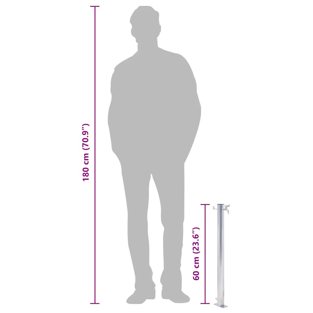 Colonna d'Acqua da Giardino 60 cm Acciaio Inox Rotonda - homemem39