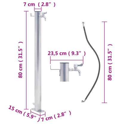 Colonna d'Acqua da Giardino 80 cm Acciaio Inox Rotonda