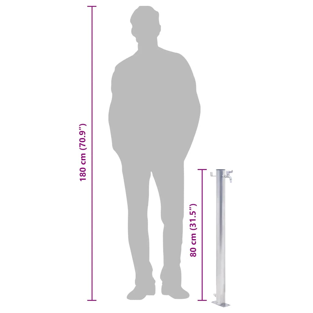 Colonna d'Acqua da Giardino 80 cm Acciaio Inox Rotonda - homemem39