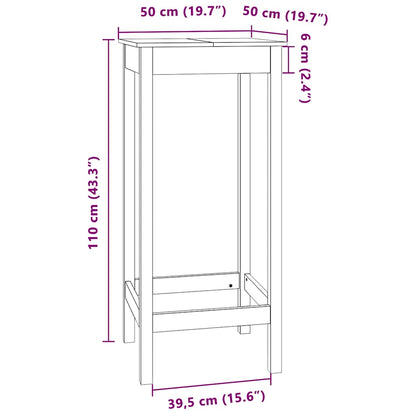 Tavolo da Bar Bianco 50x50x110 cm in Legno Massello di Pino - homemem39