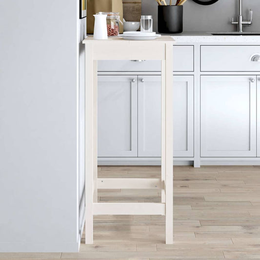 Tavolo da Bar Bianco 50x50x110 cm in Legno Massello di Pino