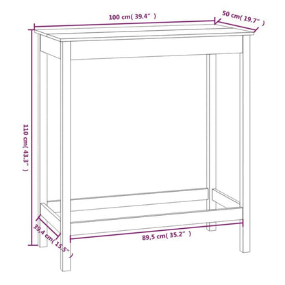 Tavolo da Bar Bianco 100x50x110 cm in Legno Massello di Pino