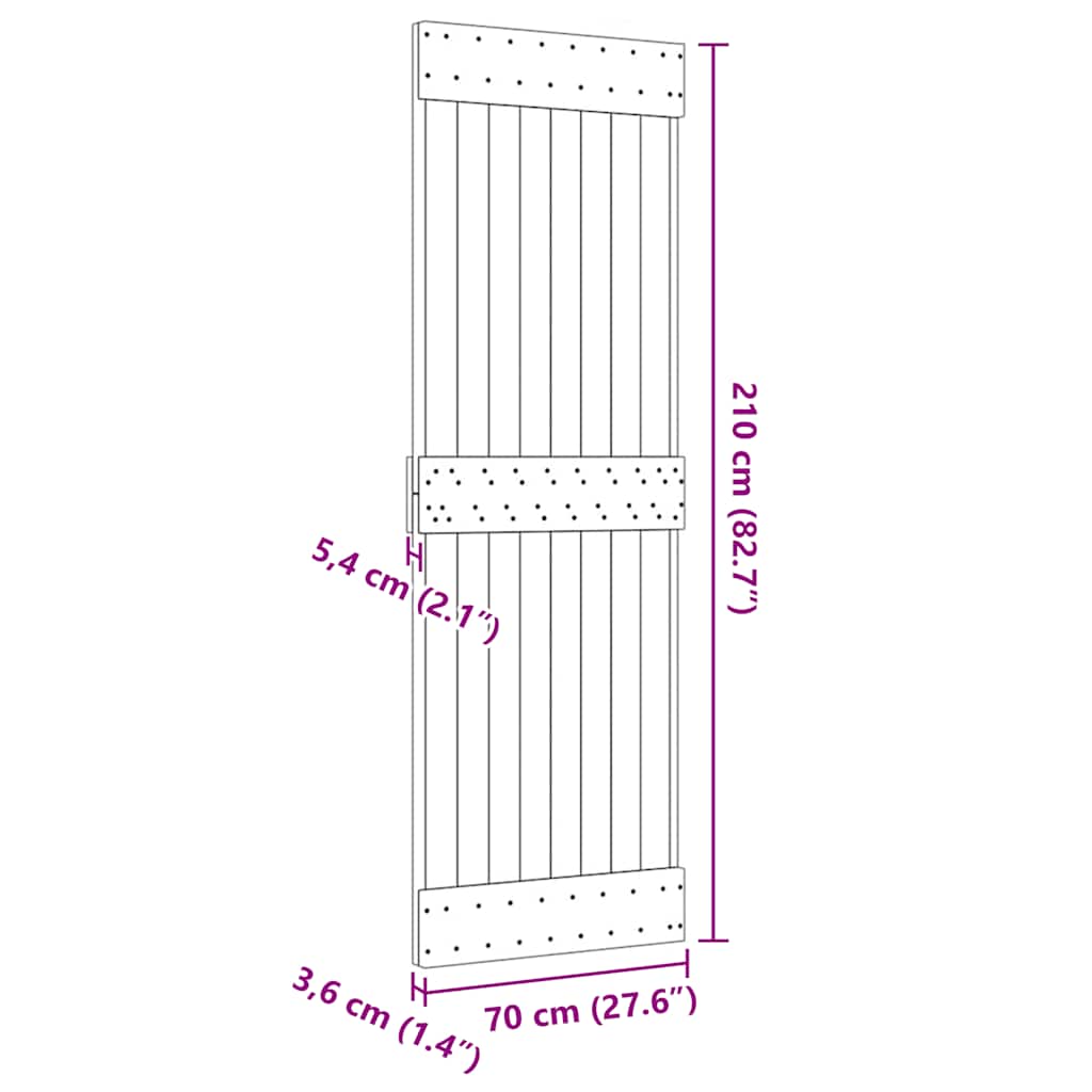 Porta NARVIK 70x210 cm in Legno Massello di Pino - homemem39