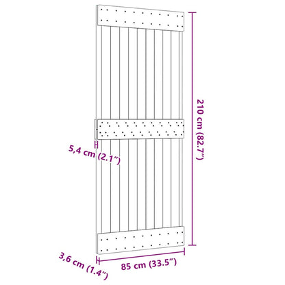 Porta NARVIK 85x210 cm in Legno Massello di Pino - homemem39