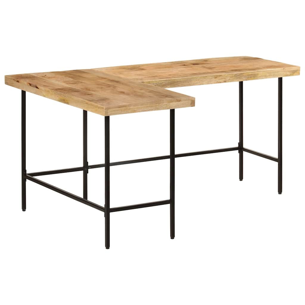 Scrivania 165x110x77 cm Legno Massello Mango Ferro | homemem39