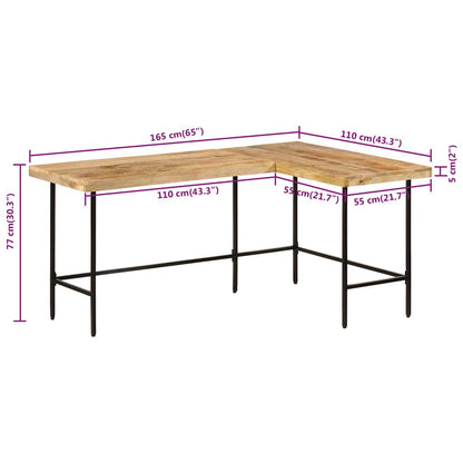 Scrivania 165x110x77 cm Legno Massello Mango Ferro
