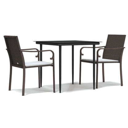 Set Pranzo da Giardino 3pz con Cuscini in Polyrattan e Acciaio - homemem39