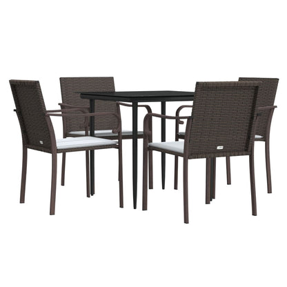 Set Pranzo da Giardino 5pz con Cuscini in Polyrattan e Acciaio - homemem39