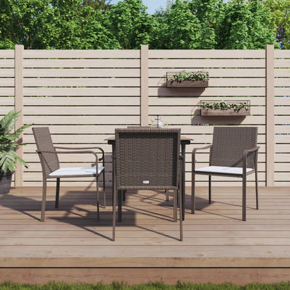Set Pranzo da Giardino 5pz con Cuscini in Polyrattan e Acciaio - homemem39