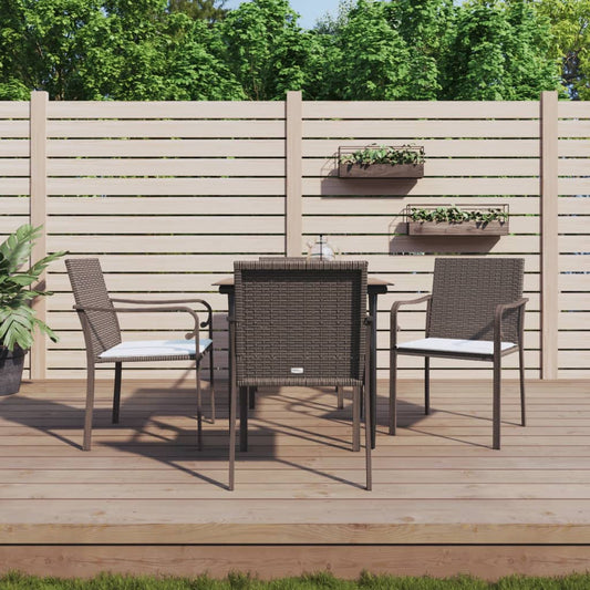 Set Pranzo da Giardino 5pz con Cuscini in Polyrattan e Acciaio - homemem39