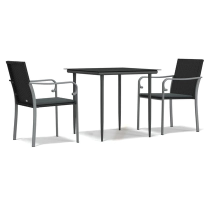 Set Pranzo da Giardino 3pz con Cuscini in Polyrattan e Acciaio - homemem39
