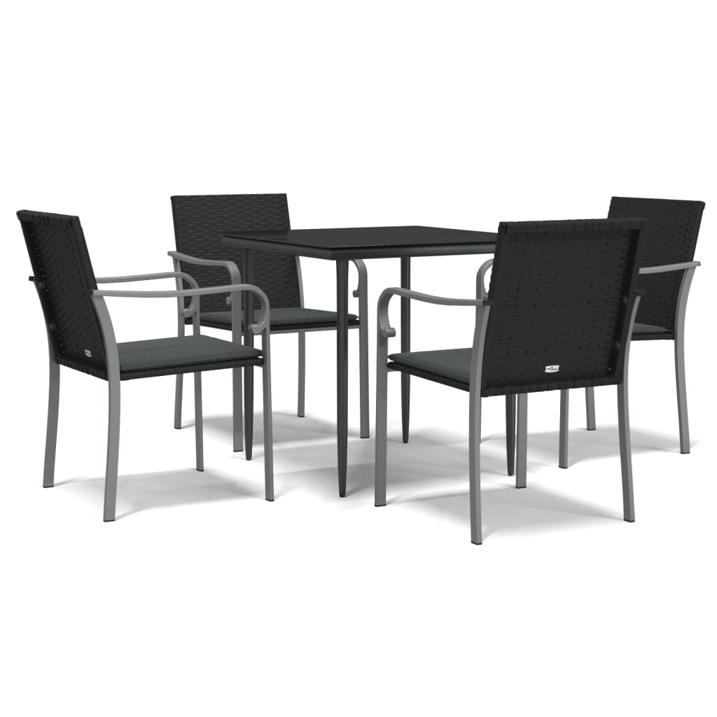 Set Pranzo da Giardino 5pz con Cuscini in Polyrattan e Acciaio - homemem39
