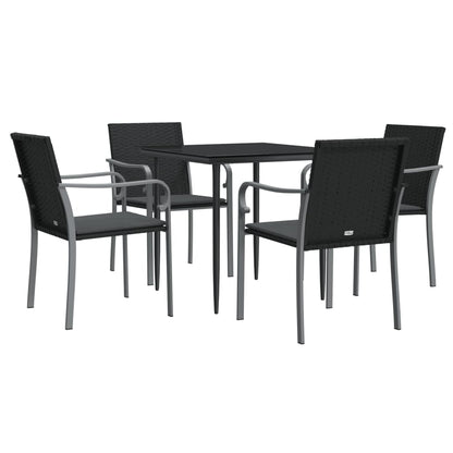 Set Pranzo da Giardino 5pz con Cuscini in Polyrattan e Acciaio - homemem39