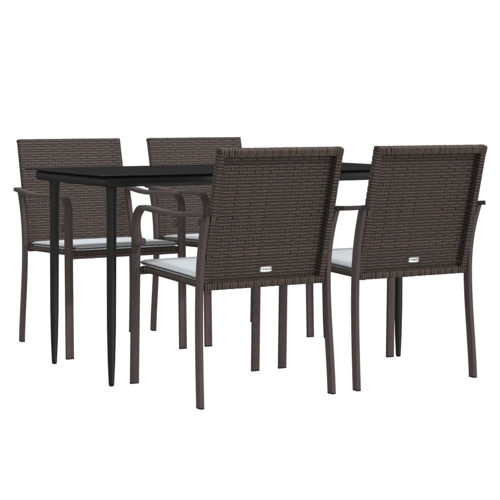 Set Pranzo da Giardino 5pz con Cuscini in Polyrattan e Acciaio - homemem39