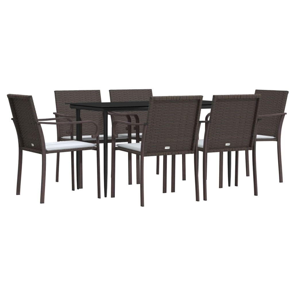 Set Pranzo da Giardino 7 pz con Cuscini in Polyrattan e Acciaio - homemem39