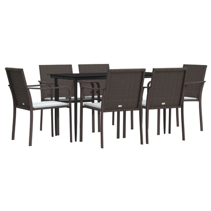Set Pranzo da Giardino 7 pz con Cuscini in Polyrattan e Acciaio - homemem39