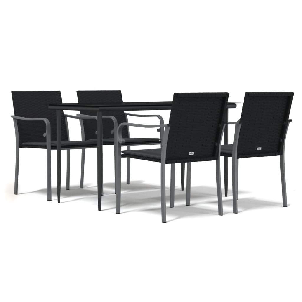 Set Pranzo da Giardino 5pz con Cuscini in Polyrattan e Acciaio - homemem39