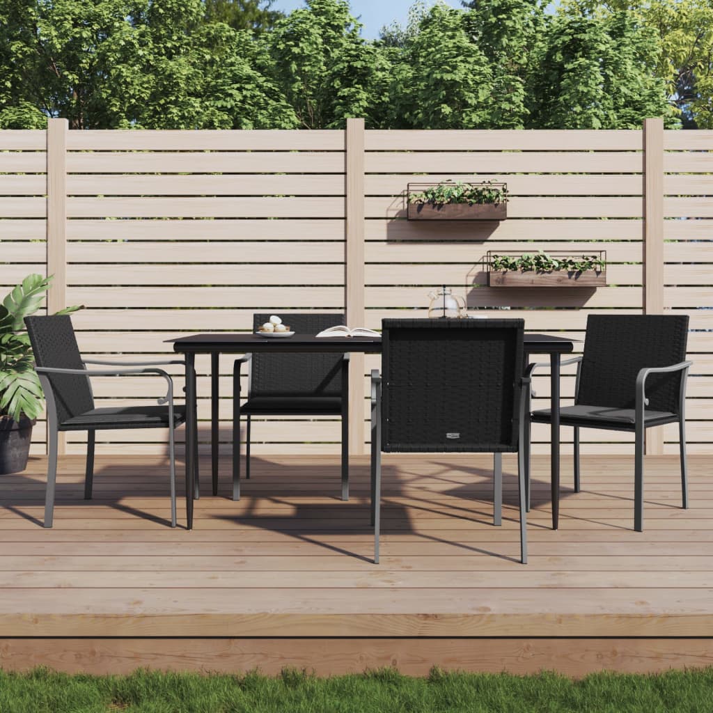 Set Pranzo da Giardino 5pz con Cuscini in Polyrattan e Acciaio - homemem39