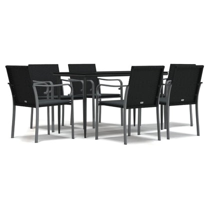 Set Pranzo da Giardino 7 pz con Cuscini in Polyrattan e Acciaio - homemem39