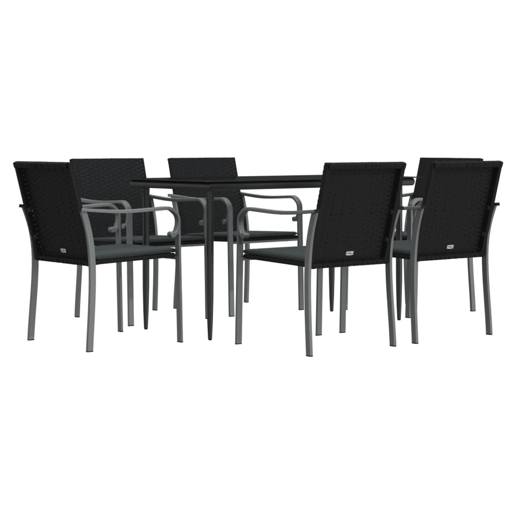 Set Pranzo da Giardino 7 pz con Cuscini in Polyrattan e Acciaio - homemem39