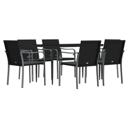 Set Pranzo da Giardino 7 pz con Cuscini in Polyrattan e Acciaio - homemem39