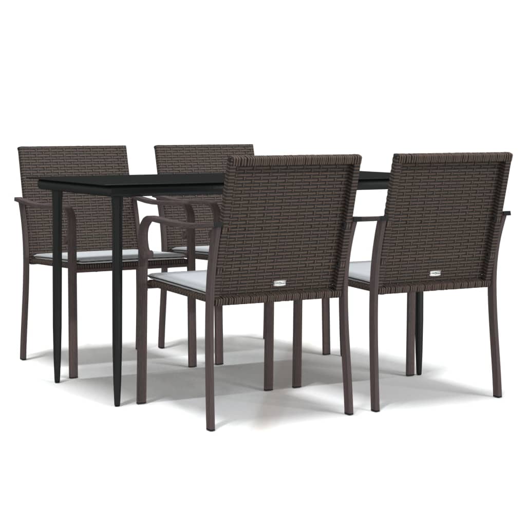 Set Pranzo da Giardino 5pz con Cuscini in Polyrattan e Acciaio - homemem39