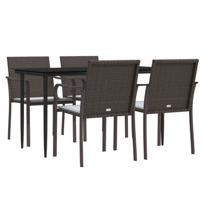 Set Pranzo da Giardino 5pz con Cuscini in Polyrattan e Acciaio - homemem39