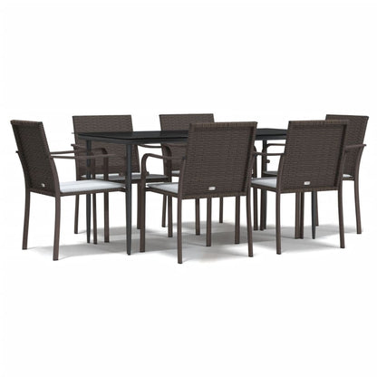 Set Pranzo da Giardino 7 pz con Cuscini in Polyrattan e Acciaio - homemem39
