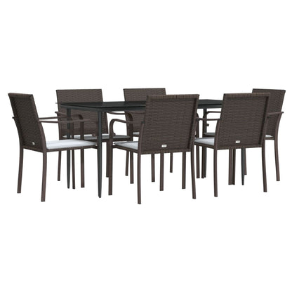 Set Pranzo da Giardino 7 pz con Cuscini in Polyrattan e Acciaio - homemem39