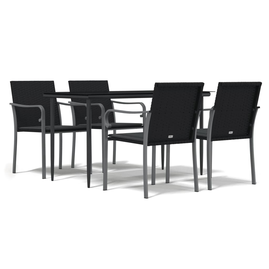 Set Pranzo da Giardino 5pz con Cuscini in Polyrattan e Acciaio - homemem39