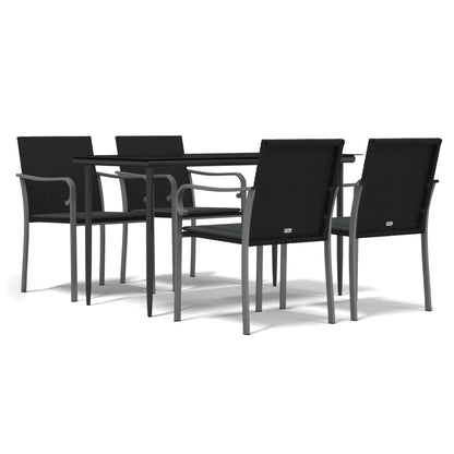 Set Pranzo da Giardino 5pz con Cuscini in Polyrattan e Acciaio - homemem39