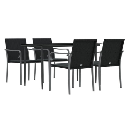 Set Pranzo da Giardino 5pz con Cuscini in Polyrattan e Acciaio - homemem39