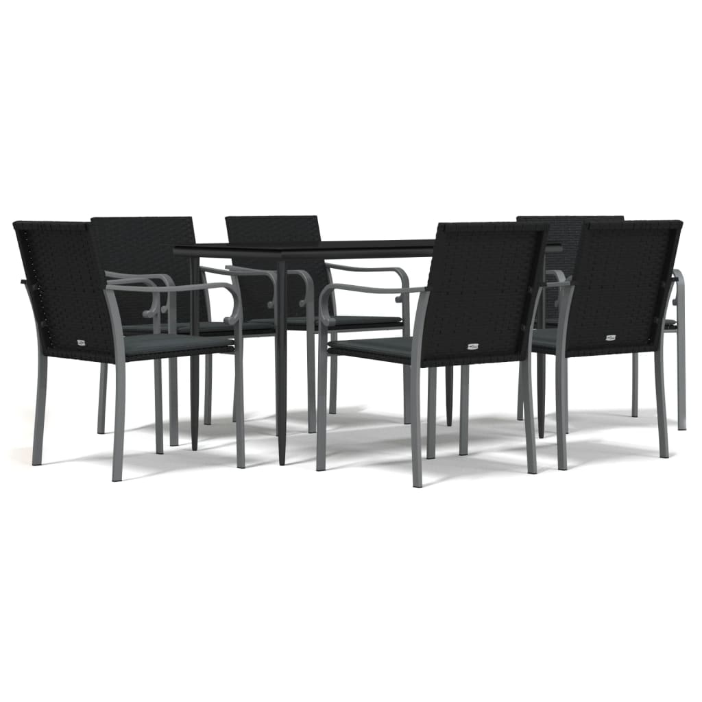 Set Pranzo da Giardino 7 pz con Cuscini in Polyrattan e Acciaio - homemem39