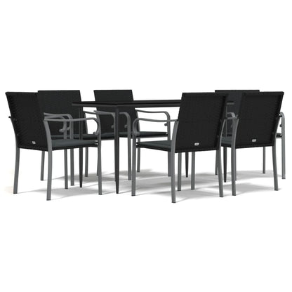Set Pranzo da Giardino 7 pz con Cuscini in Polyrattan e Acciaio - homemem39