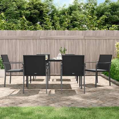 Set Pranzo da Giardino 7 pz con Cuscini in Polyrattan e Acciaio - homemem39