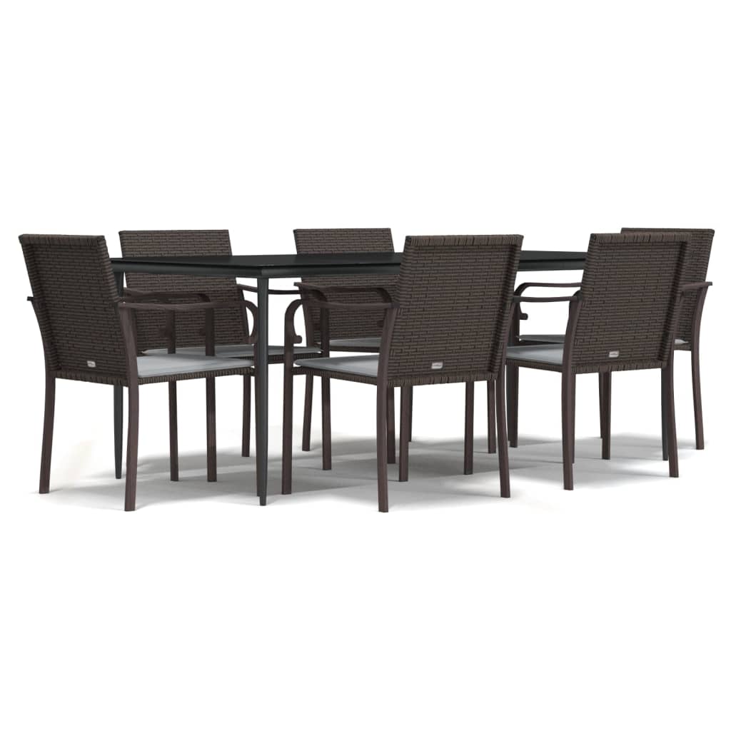 Set Pranzo da Giardino 7 pz con Cuscini in Polyrattan e Acciaio - homemem39