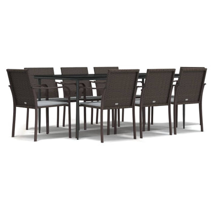 Set Pranzo da Giardino 9 pz con Cuscini in Polyrattan e Acciaio - homemem39