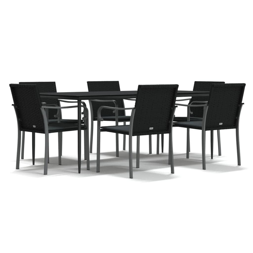 Set Pranzo da Giardino 7 pz con Cuscini in Polyrattan e Acciaio - homemem39