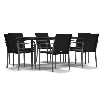 Set Pranzo da Giardino 7 pz con Cuscini in Polyrattan e Acciaio - homemem39