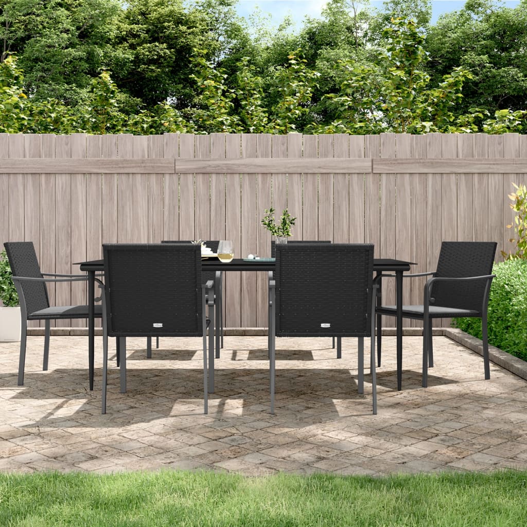 Set Pranzo da Giardino 7 pz con Cuscini in Polyrattan e Acciaio - homemem39