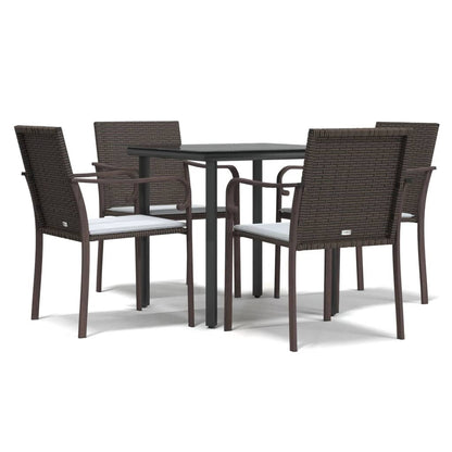 Set Pranzo da Giardino 5pz con Cuscini in Polyrattan e Acciaio - homemem39