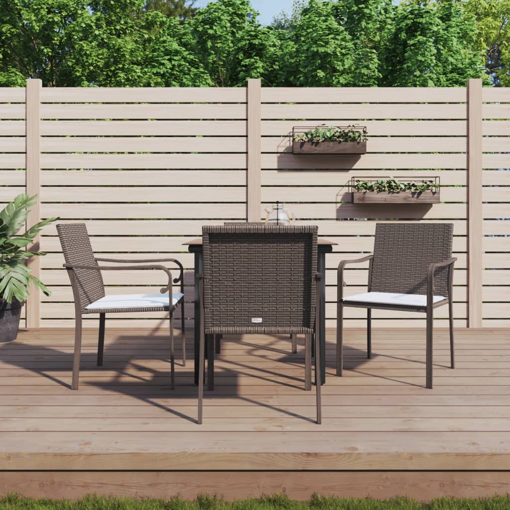 Set Pranzo da Giardino 5pz con Cuscini in Polyrattan e Acciaio - homemem39
