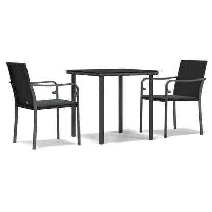 Set Pranzo da Giardino 3pz con Cuscini in Polyrattan e Acciaio - homemem39