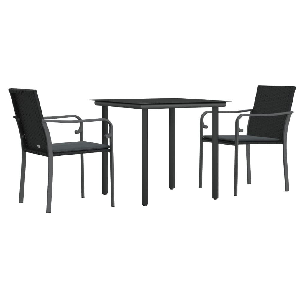 Set Pranzo da Giardino 3pz con Cuscini in Polyrattan e Acciaio - homemem39