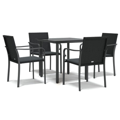 Set Pranzo da Giardino 5pz con Cuscini in Polyrattan e Acciaio - homemem39