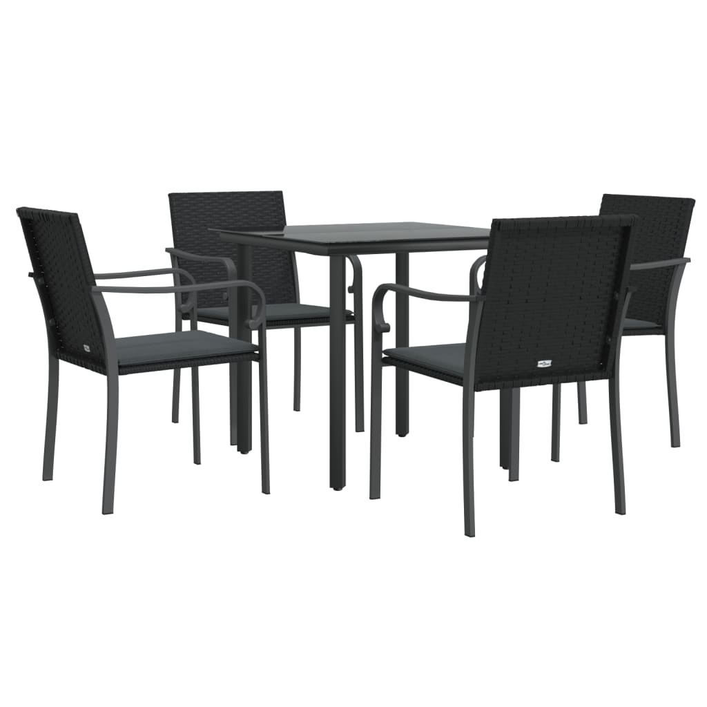 Set Pranzo da Giardino 5pz con Cuscini in Polyrattan e Acciaio - homemem39