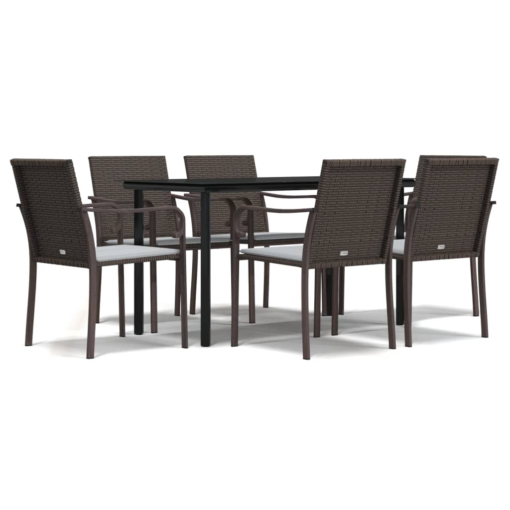 Set Pranzo da Giardino 7 pz con Cuscini in Polyrattan e Acciaio - homemem39
