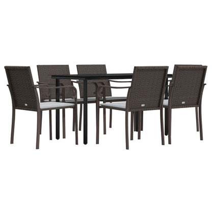Set Pranzo da Giardino 7 pz con Cuscini in Polyrattan e Acciaio - homemem39
