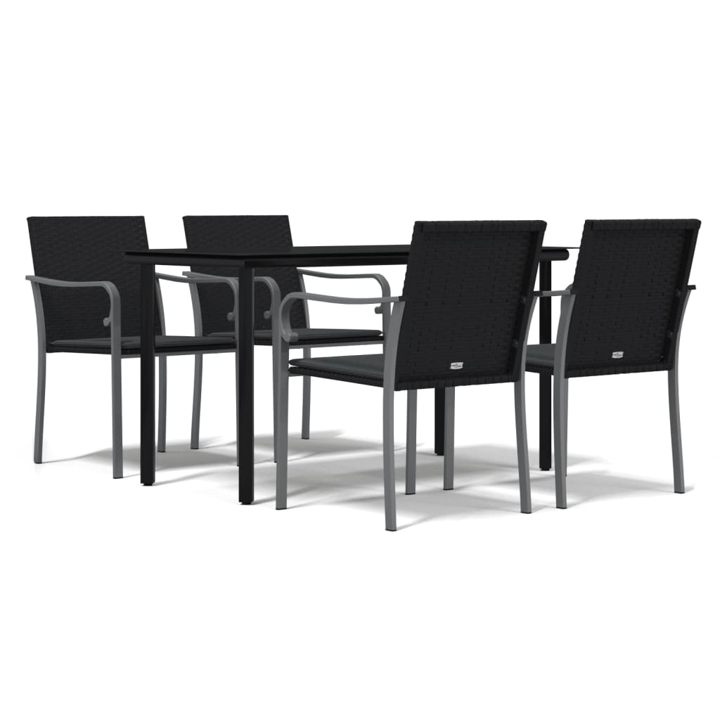 Set Pranzo da Giardino 5pz con Cuscini in Polyrattan e Acciaio - homemem39