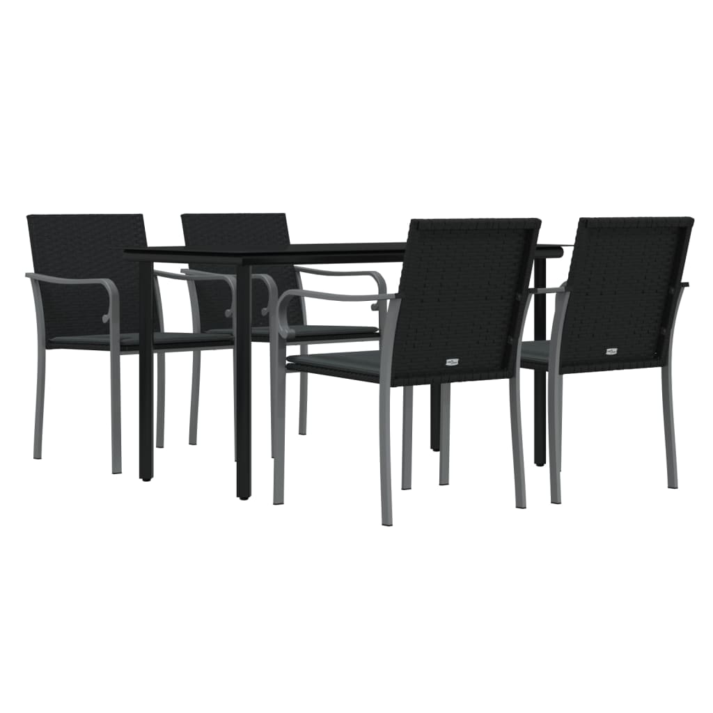 Set Pranzo da Giardino 5pz con Cuscini in Polyrattan e Acciaio - homemem39